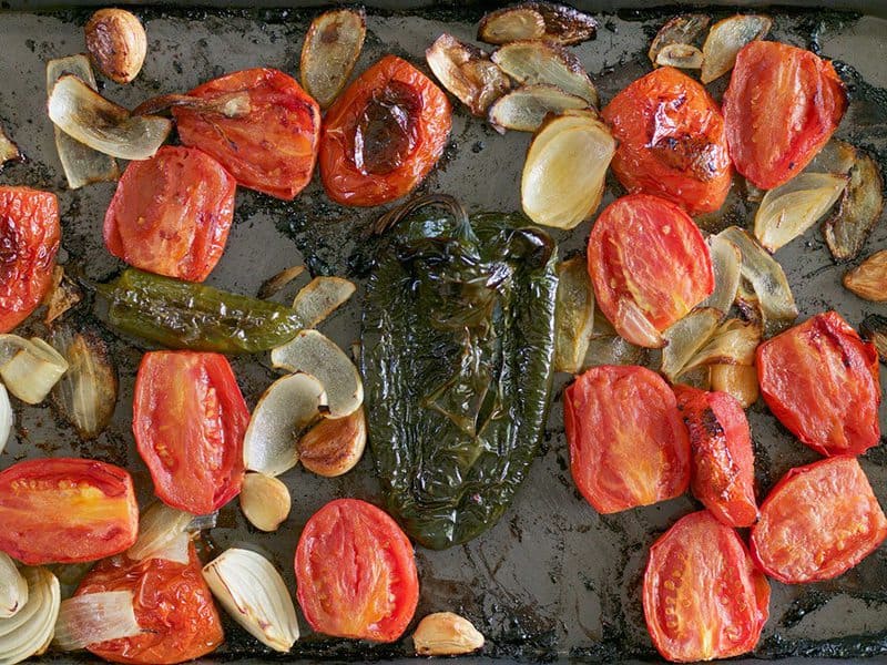 Roasted Salsa Ingredients on pan