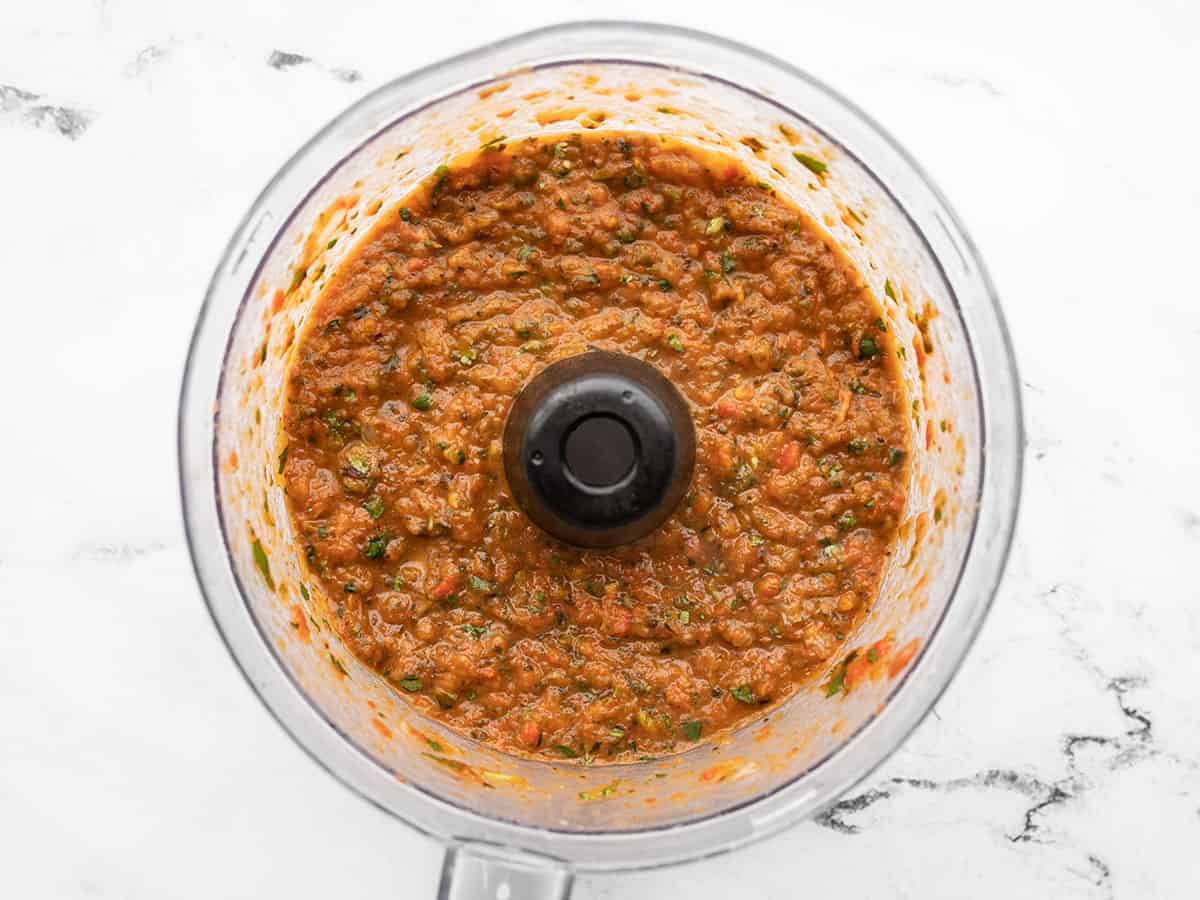 puréed vegetables in the food processor