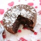 Overcooked molten cake on a plate.