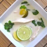 Bowl of chicken coconut soup.