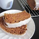 Slices of lemon spice cake on a small plate.
