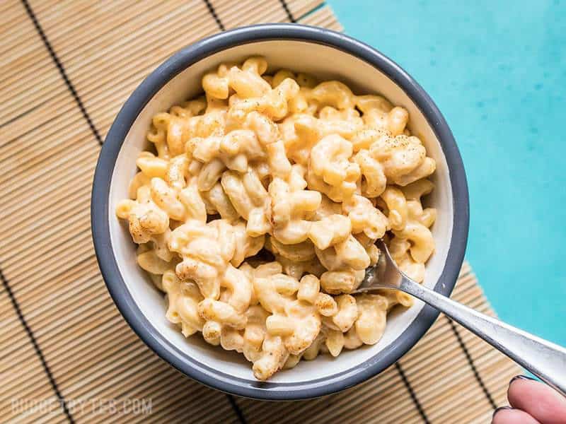 Miracle Mac and Cheese is a quick and easy way to make creamy macaroni and cheese, in one pot, with only a few ingredients, and no processed cheese! Budgetbytes.com A forkful of rich and creamy Miracle Mac and Cheese