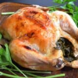 Slow cooker chicken served on a plate.