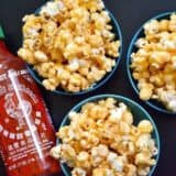 Spicy sriracha corn served in a bowl.