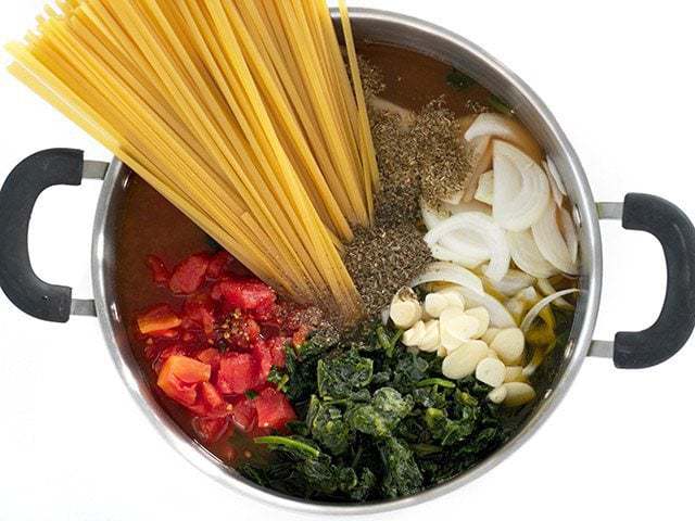 top view of Italian Wonderpot Ingredients in pot