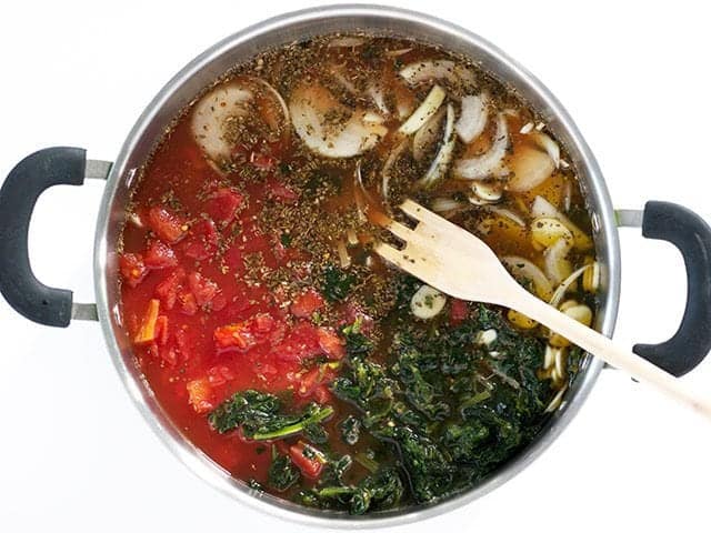 stirring pot of ingredients