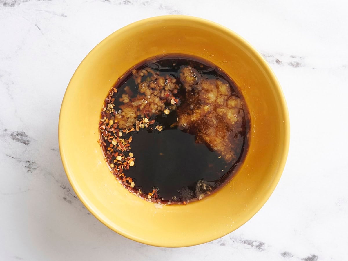 Homemade teriyaki sauce ingredients in a bowl.