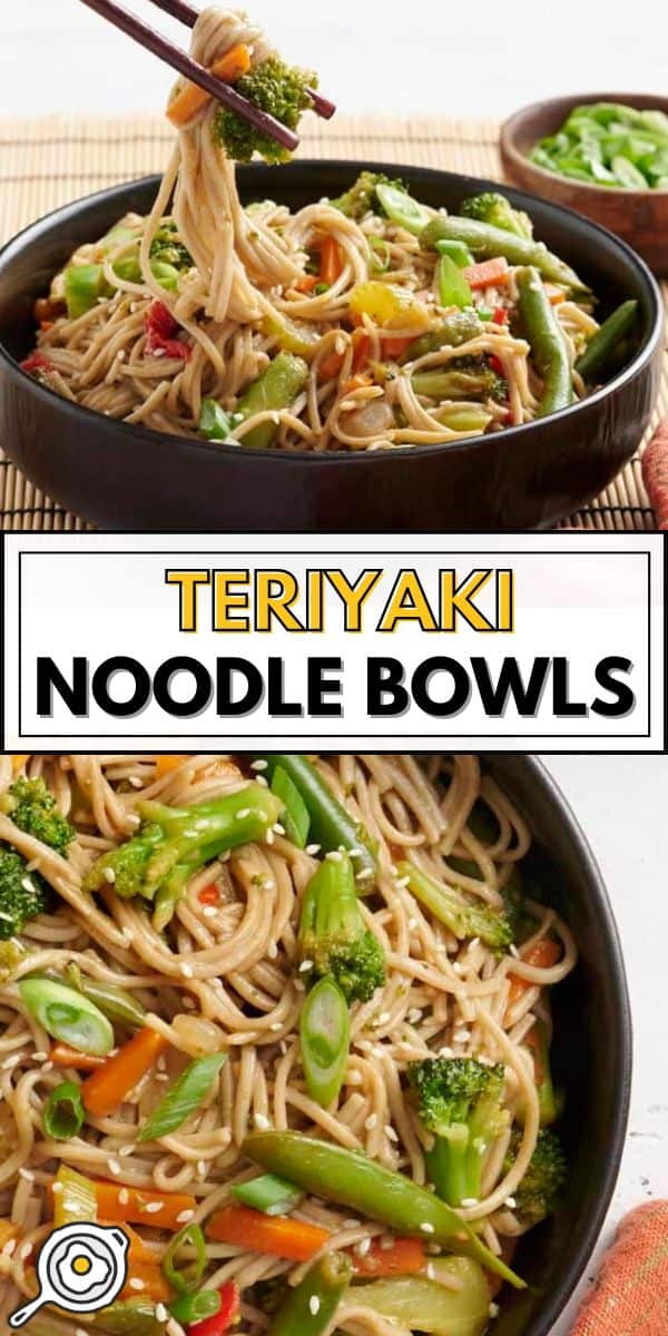 teriyaki noodle bowls pin image