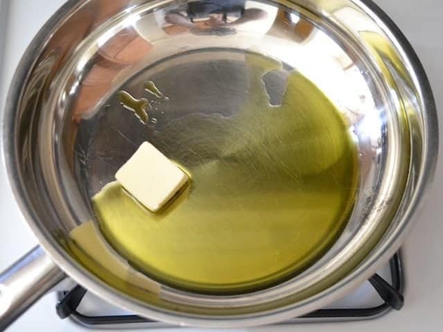 oil and butter in skillet on stove top
