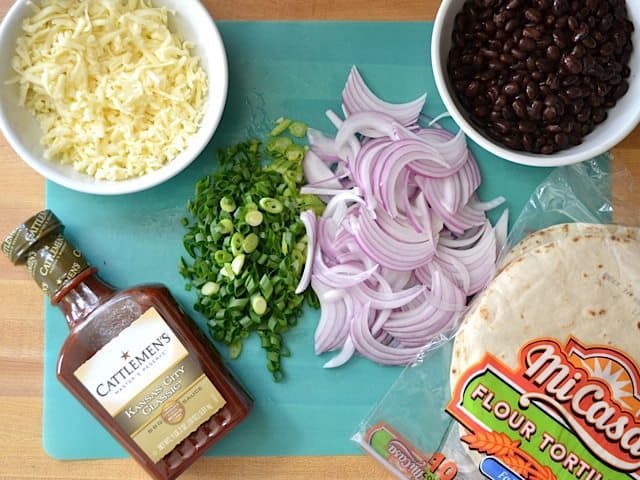 BBQ Black Bean Pizza ingredients on counter top
