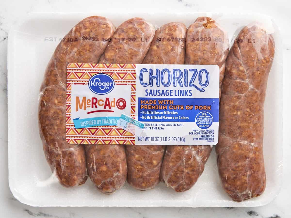A packet of mexican chorizo links.