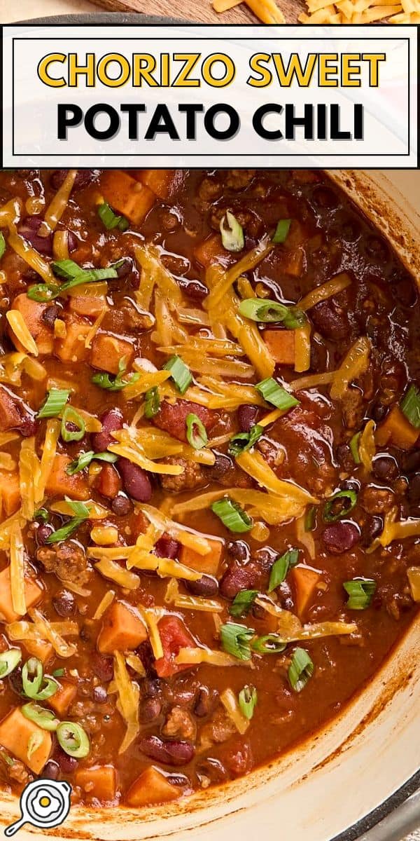 chorizo sweet potato chili pin image