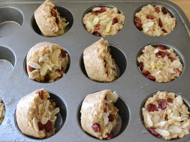 Frozen oat muffins in muffin tin