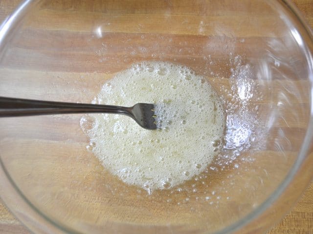 Meringue mixture in mixing bowl
