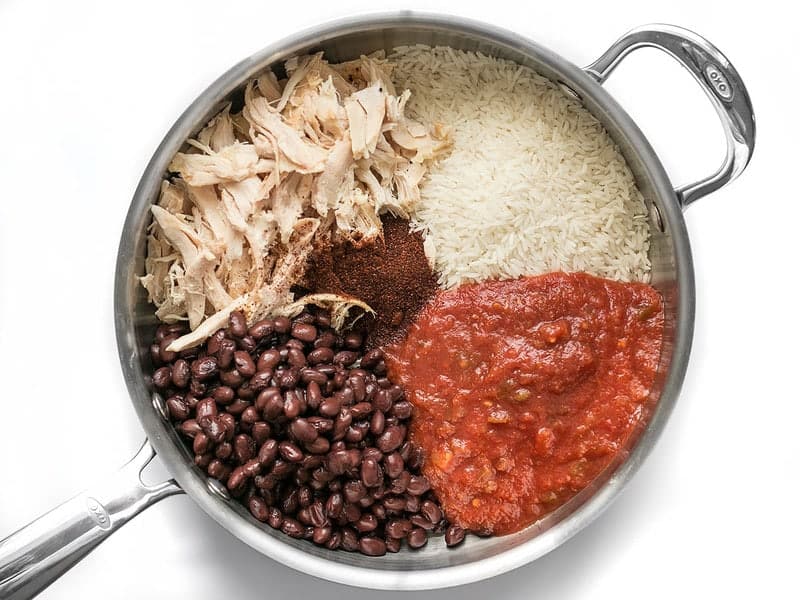 Southwest Chicken Skillet Ingredients in skillet