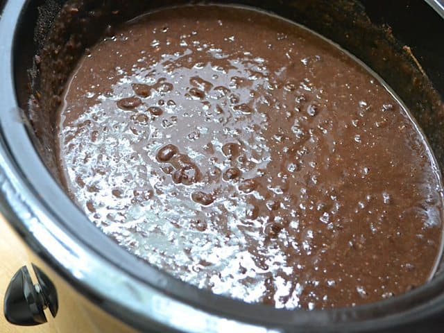 Blended Black Bean Soup in slow cooker