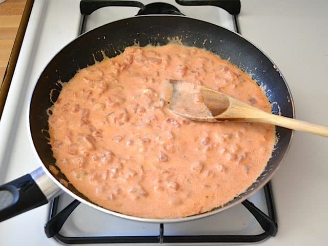 Creamy Tomato Sauce in skillet on stove top
