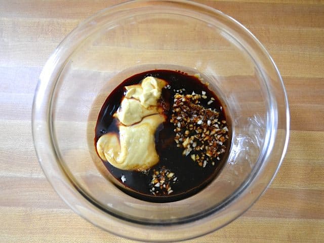 Soy Dijon Marinade ingredients in mixing bowl