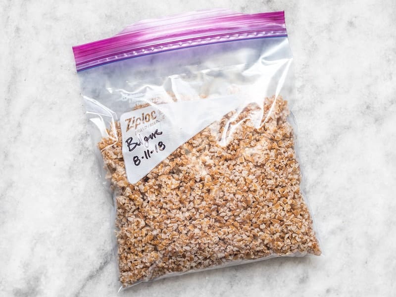 Leftover Bulgur out in ziplock back to freeze and save for later