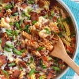 Smoky BBQ sauce, salty bacon, and creamy Monterey Jack cheese come together in this quick, one-dish Monterey Chicken Skillet.