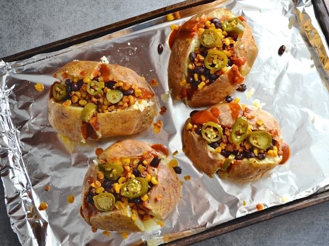 Nacho Toppings put on each potato