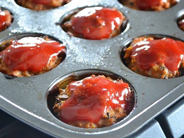 Close up of Baked Garden Turkey Loaves with glaze on top
