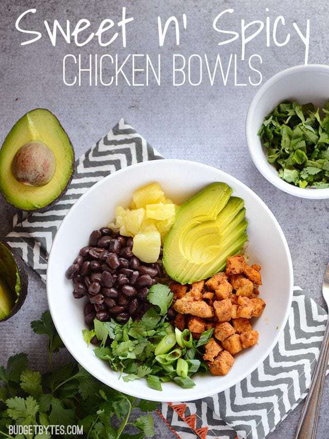 Sweet n Spicy Chicken Bowls - BudgetBytes.com