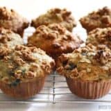 Triple berry oat muffins displayed in a pack.