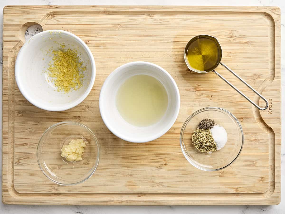 The ingredients for a lemon marinade.
