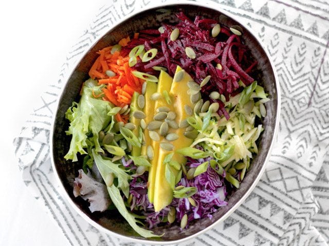 Layer 3 of bowl, avocado and pepitas