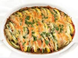 overhead view of vegetable tian