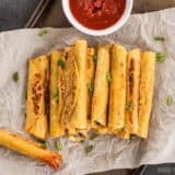 Creamy Black Bean Taquitos are an easy and tasty party treat for football games or just for fun! BudgetBytes.com