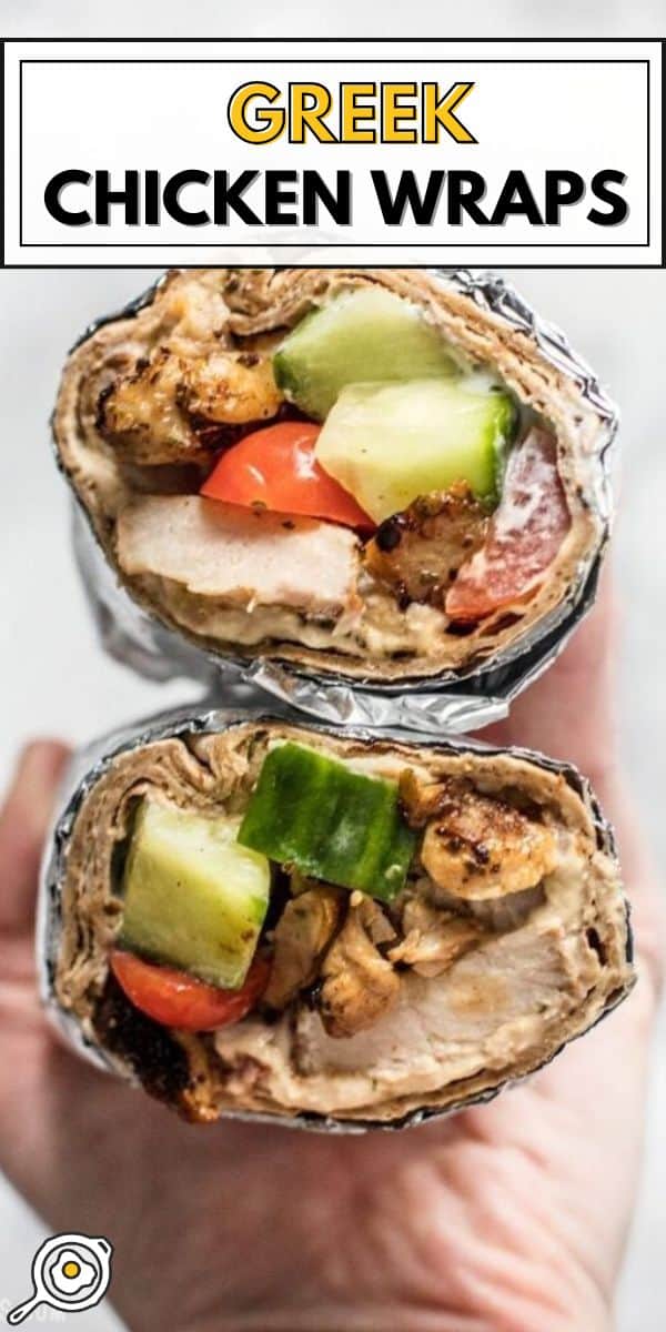 Greek chicken wraps pin image