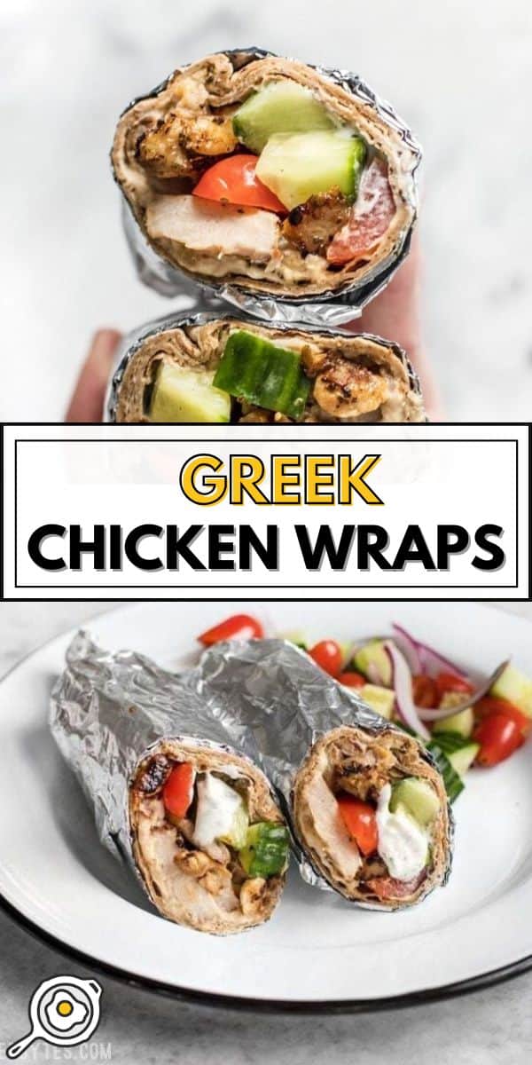 Greek chicken wraps pin image