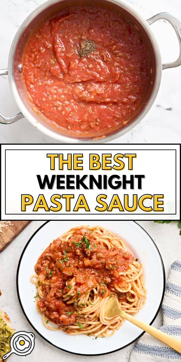 weeknight pasta sauce pin image
