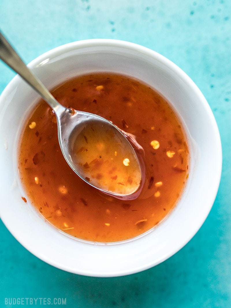 Close up of quick and easy Sweet Chili Sauce.