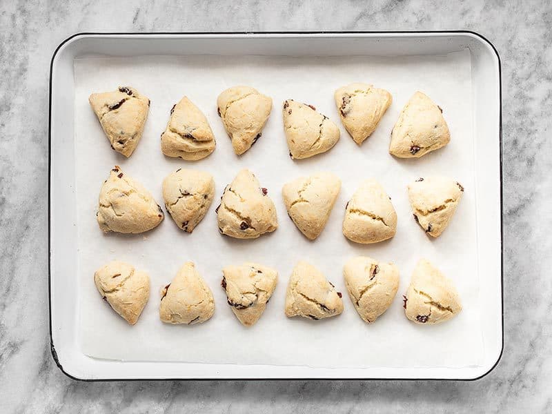 Baked cranberry orange cream scones.