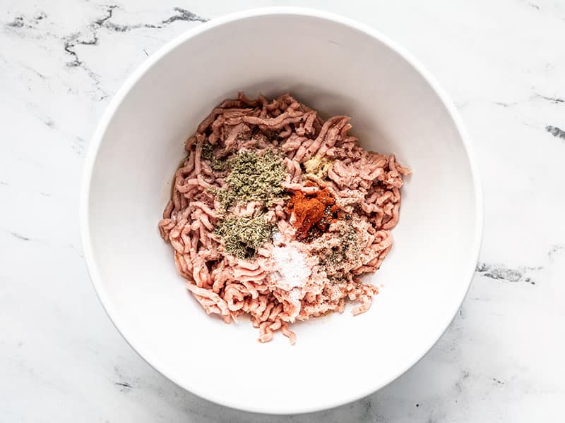 Ground turkey and seasoning