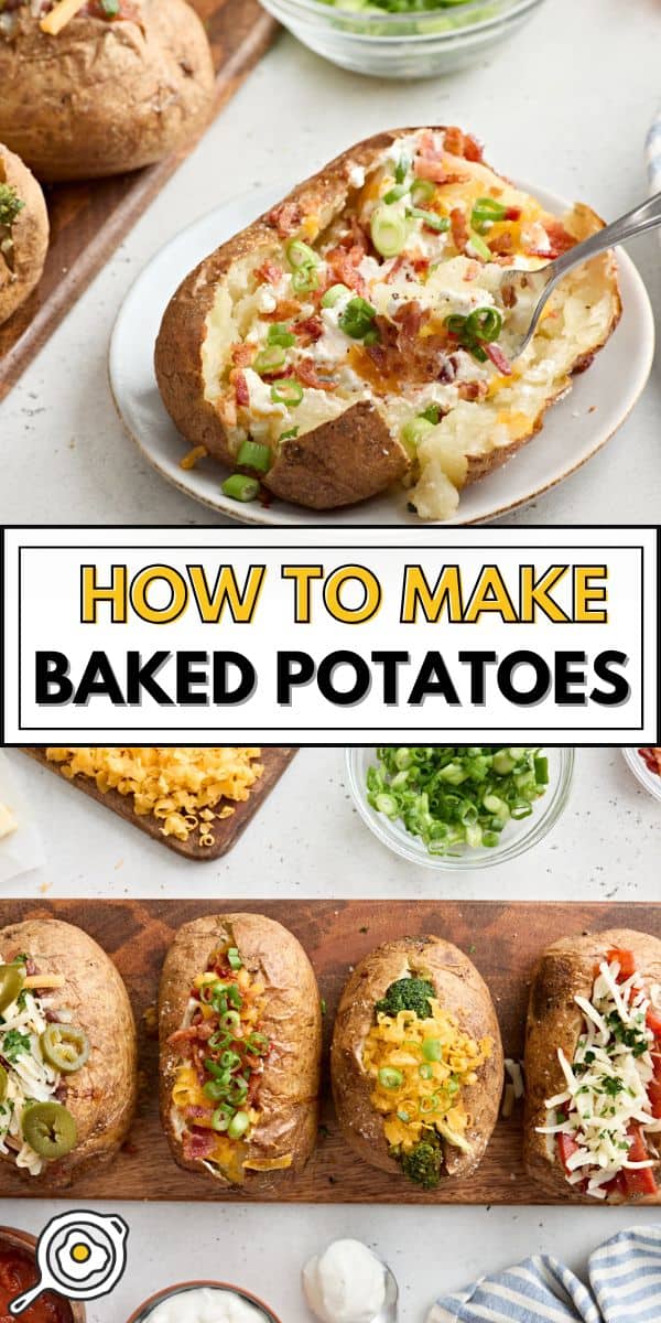 how to make baked potatoes pin image