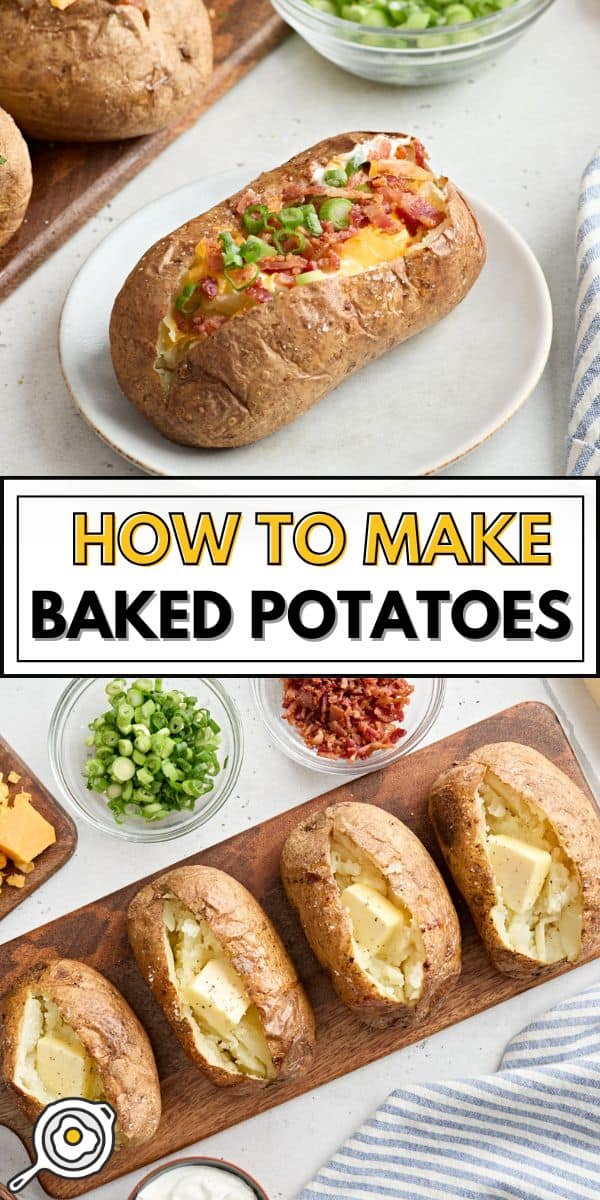 how to make baked potatoes pin image