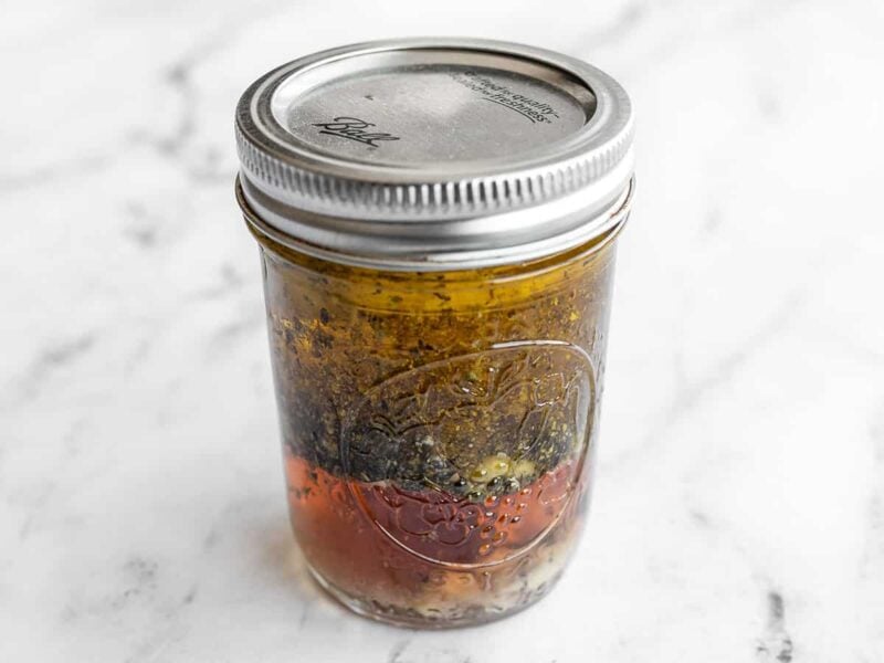 Dressing ingredients in a jar