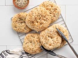 EBTB Sandwich Rounds on a cooling rack with tongs