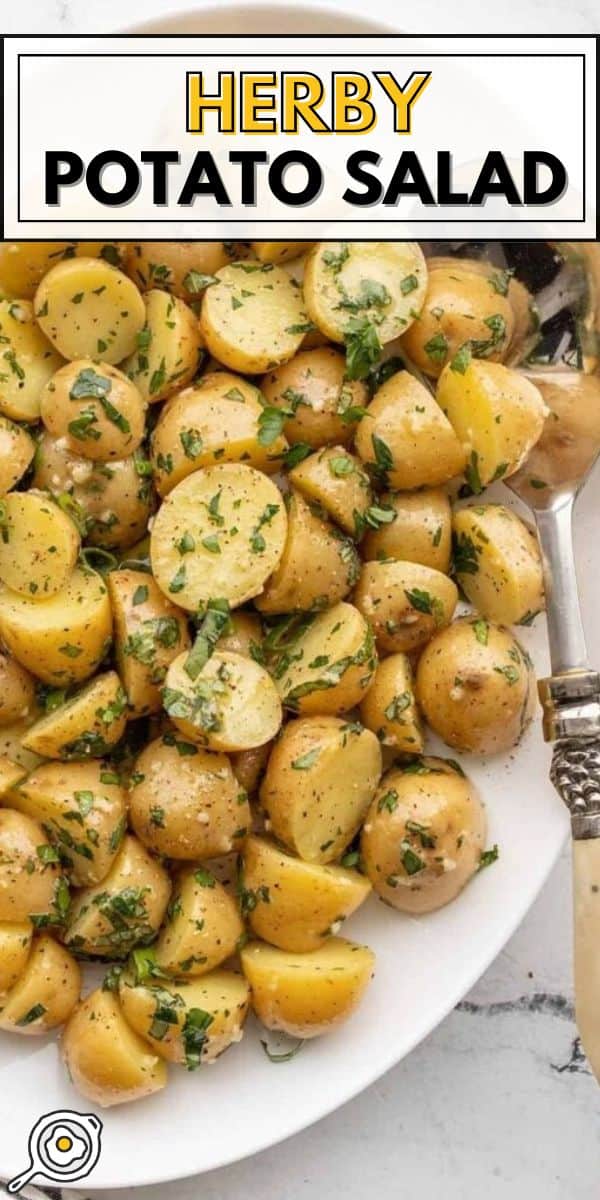 herb potato salad pin image