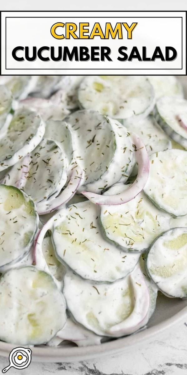 creamy cucumber salad pin image