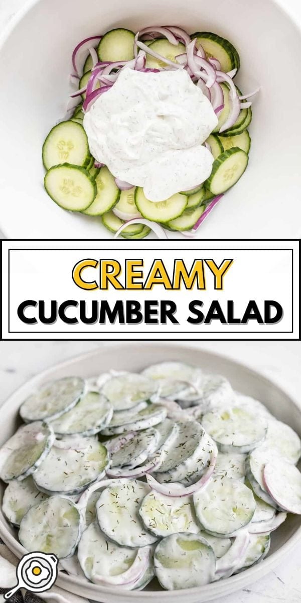 creamy cucumber salad pin image