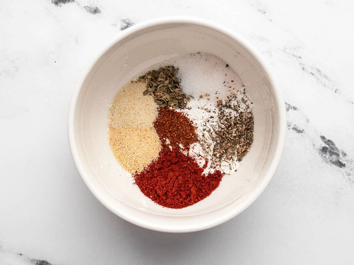 Seasoning mix in a bowl.