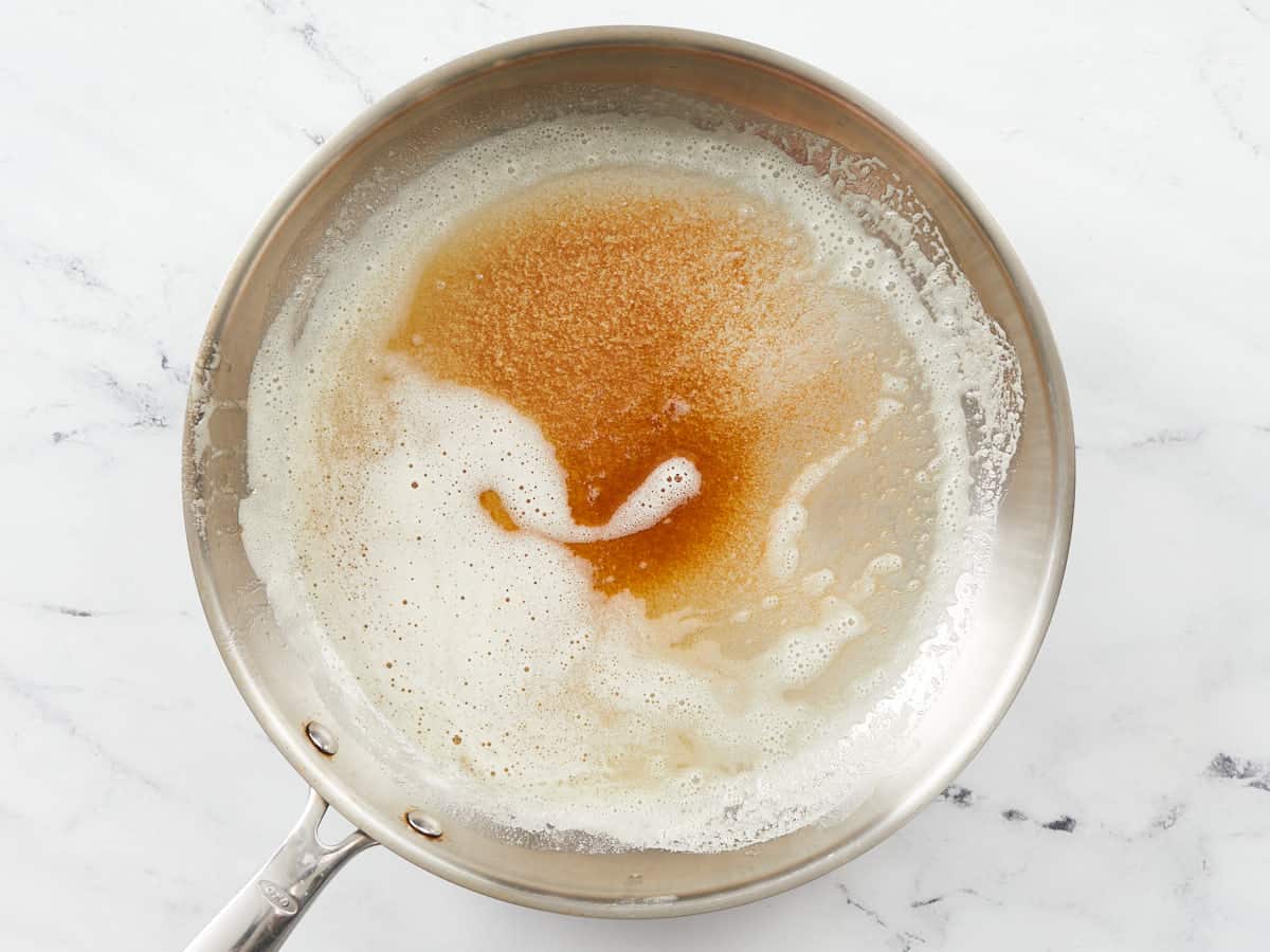 Butter browning in a skillet.