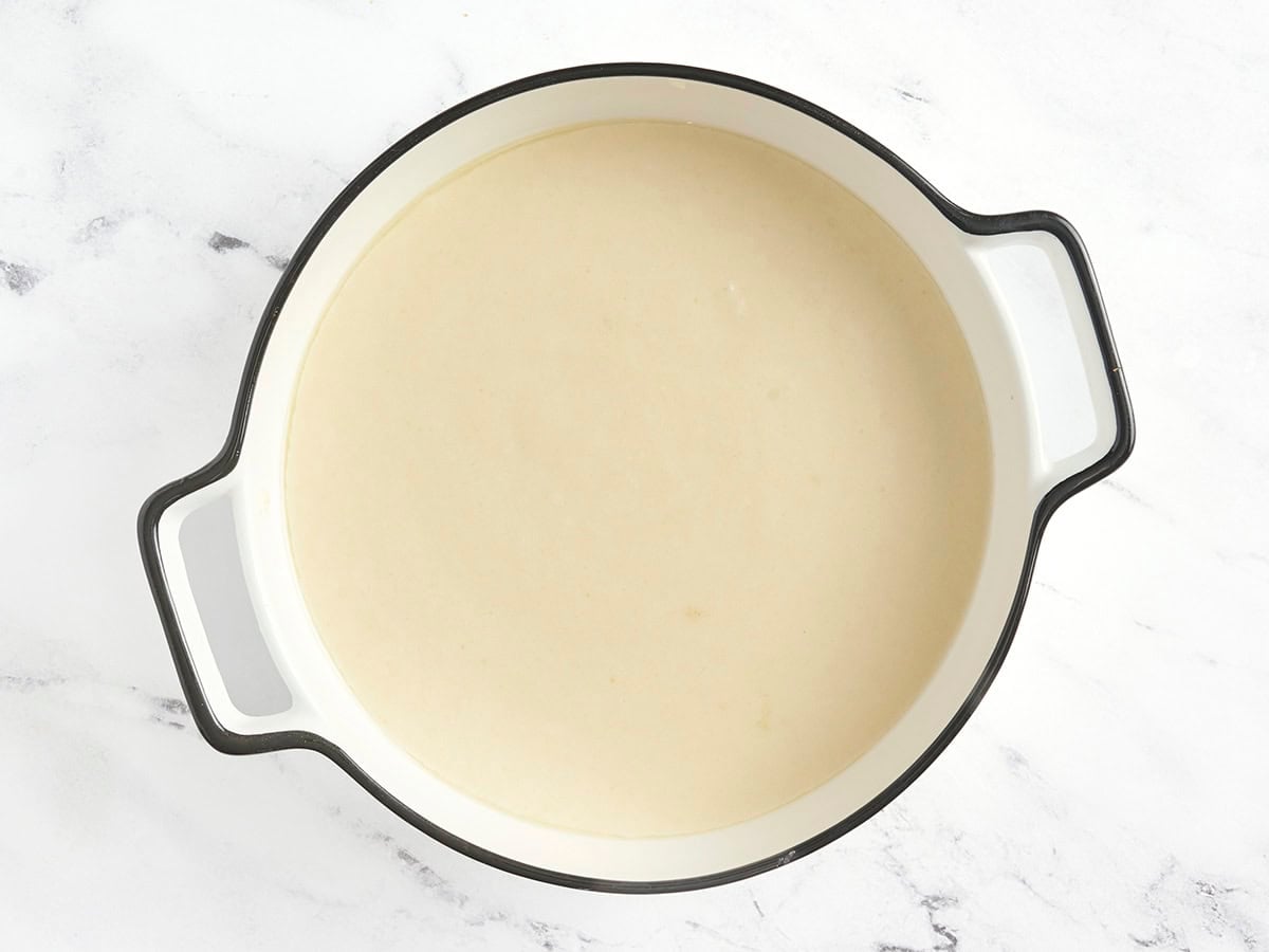 Cobbler batter in a oven dish.
