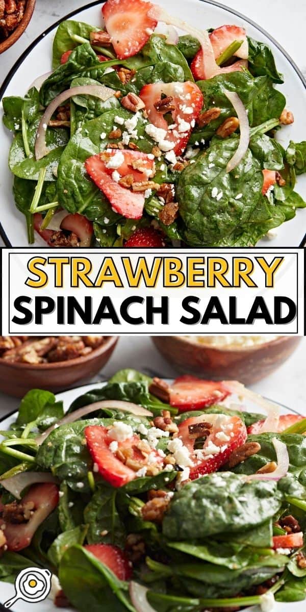strawberry spinach salad pin image