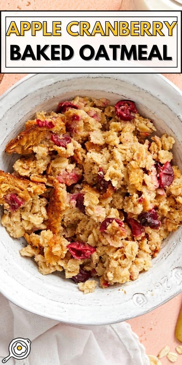 apple cranberry baked oatmeal pin image
